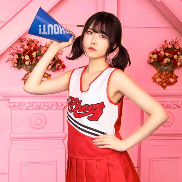 送料無料 フレッシュチアガール チアリーダー 応援団 チアガール チア 応援 赤 レッド ホワイト 袖なし ノースリーブ トップス ミニ スカート スポーツ セクシー かわいい チアガールコス コス コスチューム ハロウィン コスプレ 文化祭 仮装 衣装 レディース s-cs-6j824