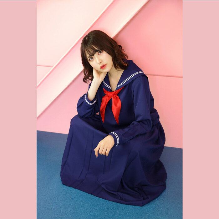 送料無料 スケバンセーラー セーラー服 セーラーブラウス スカーフ スカート ロング ネイビー 紺 長袖 ヤンキー 不良 レディース 学生服 制服 スクール 女子高生 セット 一式 かわいい セクシー コス コスチューム ハロウィン コスプレ ハロウィン仮装 仮装 衣装 s-cs-6j835