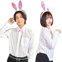 うさぎカチューシャ + しっぽ +蝶ネクタイ SET 白 ホワイト ピンク うさぎ ウサギ ラビット 兔 兎 尻尾 耳 カチューシャ ヘアアクセサリー バニーガール メンズ かわいい イースター 年賀状 2023 干支 お正月 コスプレ コスチューム ハロウィン 忘年会 新年会 s-cs-9b223