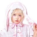 たれみみ うさちゃん キャップ ホワイト x ピンク かぶりもの もふもふ うさたん リボン ウサギ 被り物 兎 兔 うさぎ ラビット 動物 アニマルハット ア...
