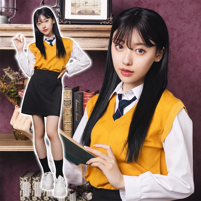 送料無料 オルチャンセーラー ニットベスト イエロー×ブラック セーラー 上下セット 韓国 制服 韓国風制服 セーラー服 スクール 学生 学生服 女子高生 制服 トップス ネクタイ スカート パンツ 卒業式 卒服 かわいい レディース アイドル 女性 女性用 コスプレ cs-ja02198