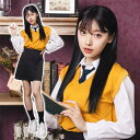 送料無料 オルチャンセーラー ニットベスト イエロー×ブラック セーラー 上下セット 韓国 制服 韓国風制服 セーラー服 スクール 学生 学生服 女子高生 制服 トップス ネクタイ スカート パンツ 卒業式 卒服 かわいい レディース アイドル 女性 女性用 コスプレ cs-ja02198
