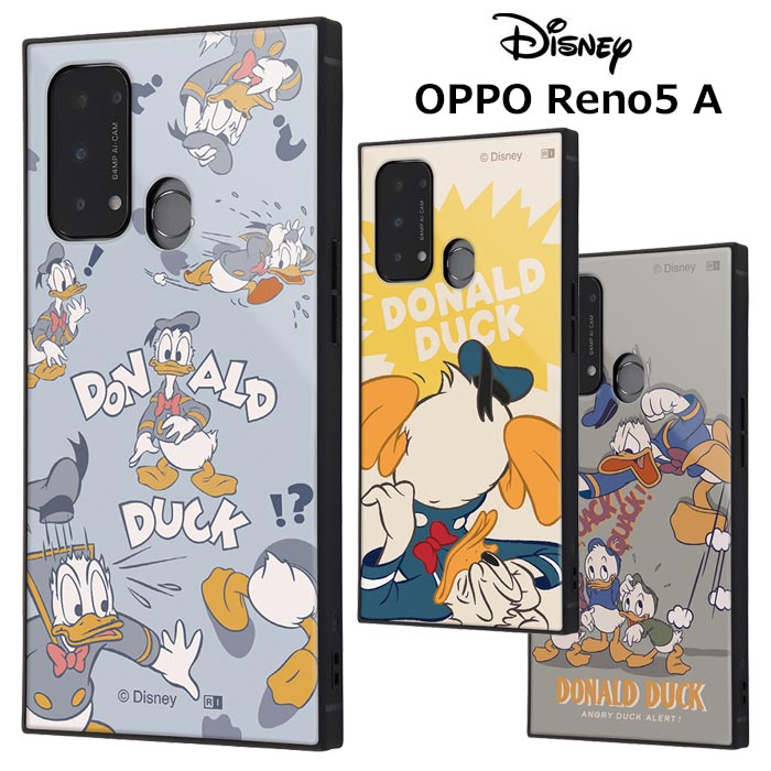 OPPO Reno5 A ディズニー ドナルドダック スクエア ハイブリッド ケース カバー ソフト ソフトケース ハード ハードケース キャラクター かわいい ドナルド ヒューイ デューイ ルーイ OPPOReno5A CPH2199 オッポ リノ ファイブ エー スマホケース スマホカバー in-ma00198