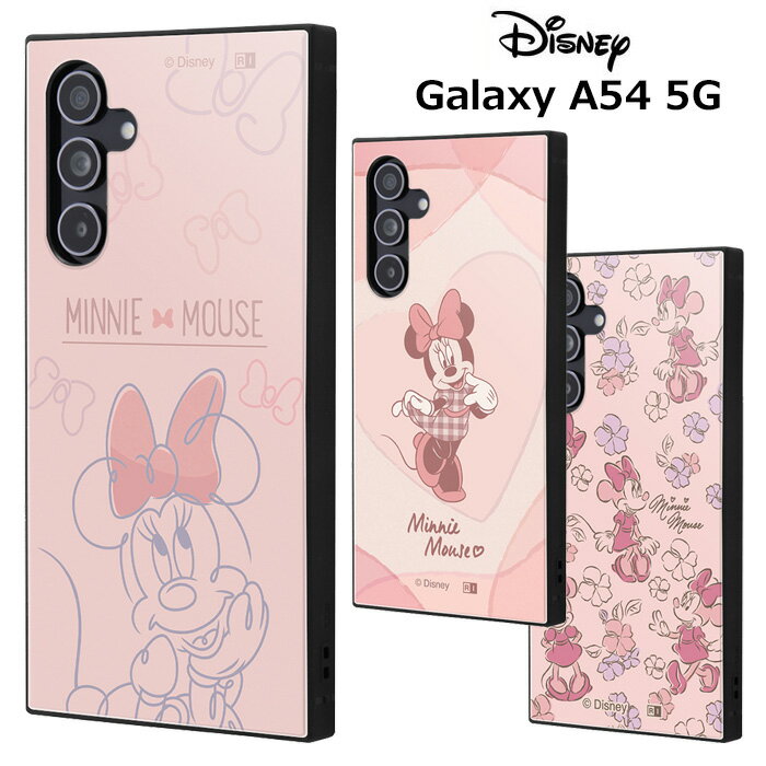 Galaxy A54 5G ディズニー 耐衝撃 スクエア ハイブリッド ケース カバー ソフト ソフトケース ハード ハードケース キャラクター かわいい ミニー ミニーマウス ピンク ギャラクシーA54 GalaxyA545Gケース GalaxyA545G SC-53D SCG21 スマホカバー スマホケース in-ma00505
