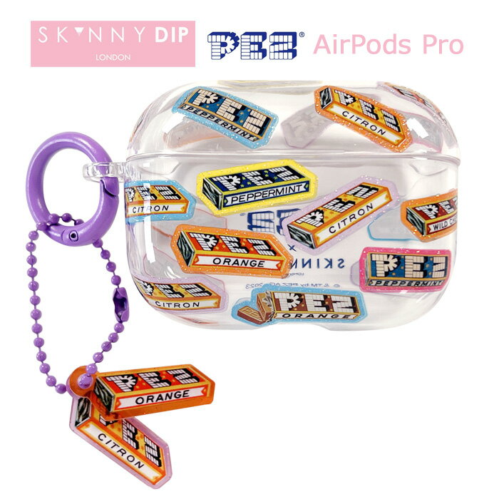 AirPods Pro ペッツ PEZ x SKINNYDIP LONDON TPU クリア ケース カバー カラビナ付き スキニーディップ ロンドン ラメ ソフトケース クリアケース かわいい PEZ ペッツ スイーツ お菓子 レトロ エアーポッズプロ AirPodsProケース air pods 収納ケース 保護カバー ss-ma01384