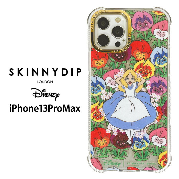 メール便 iPhone13ProMax ディズニー 不思議の国のアリス x SKINNYDIP TPU クリア ケース カバー スキニーディップ ソフトケース クリアケース 透明 ラメ かわいい キャラクター アリス 花 アイフォン プロマックス iPhone 13 pro max スマホカバー スマホケース ss-ma02718