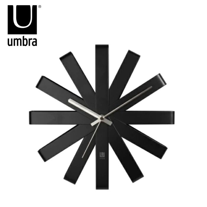 アンブラ リボン ウォールクロック ブラック 2118070040 掛け時計　おしゃれ　モノトーン　インテリア..