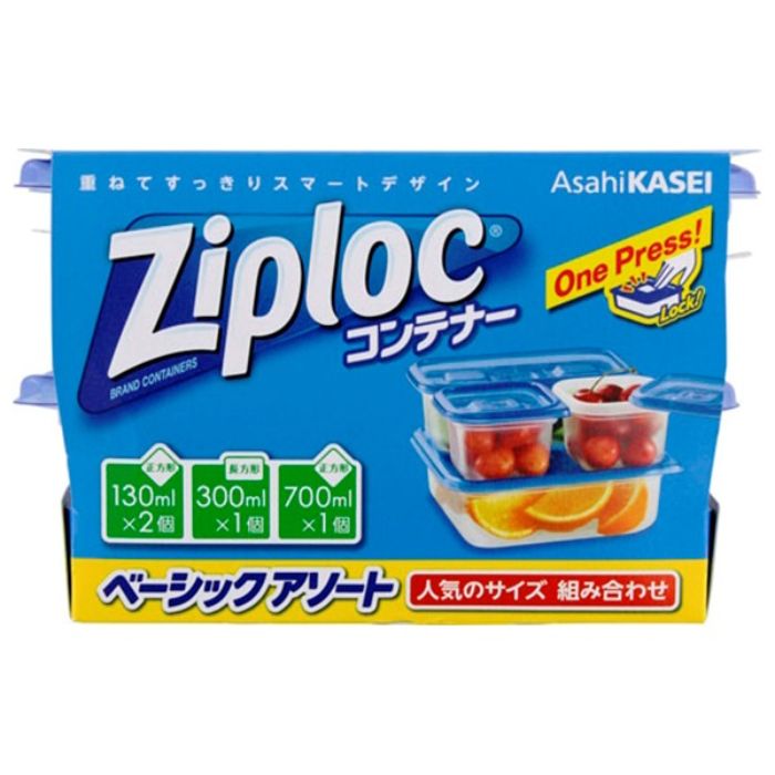 楽天アドキッチン旭化成 Ziplocコンテナー ベーシック アソート 1セット 4個入 食品用保存容器 冷凍 電子レンジ 保存容器 フリーザーバッグ コンテナ キッチン用品 食品保存