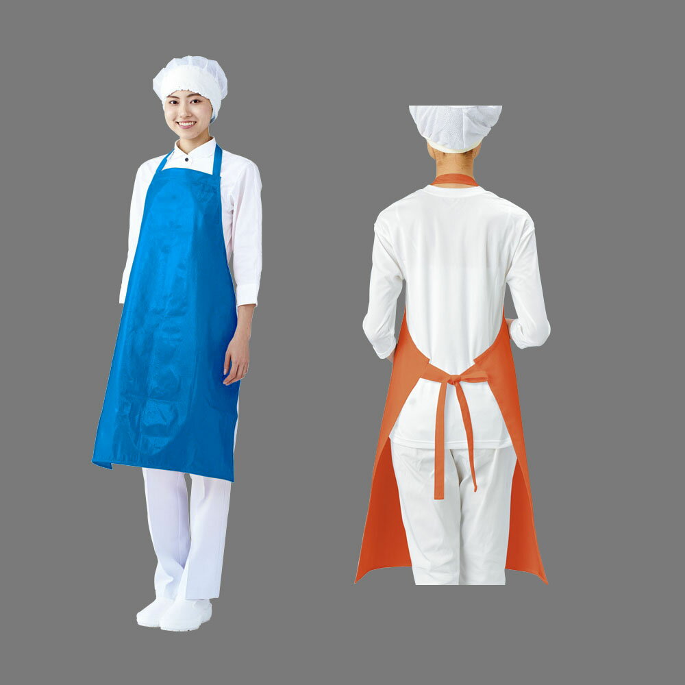 インナードライエプロン 首掛け E1610-1 ブルー 速乾 エプロン リバーシブル