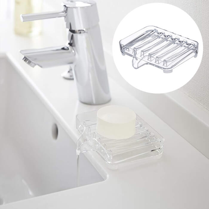 山崎実業 水が流れるソープトレー ヴェール クリア Yamazaki Veil 石鹸置き 石けん置き ソープディッシュ