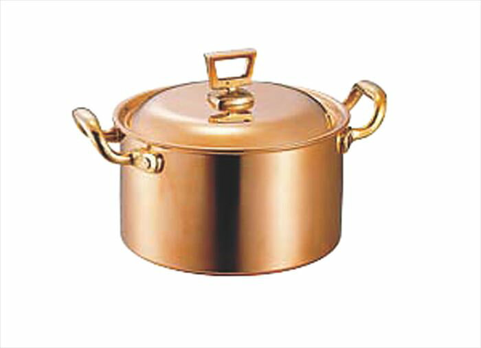 銅両手鍋 深型 蓋付 18cm