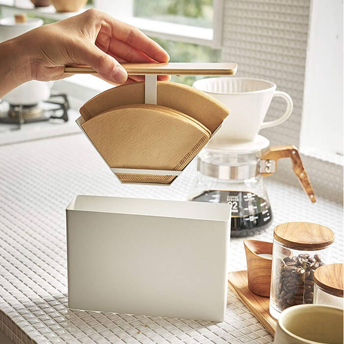 山崎実業 Yamazaki コーヒーペーパーフィルターケース トスカ WH 3802 YAMAZAKI 白 ホワイト シンプル coffee 収納 2