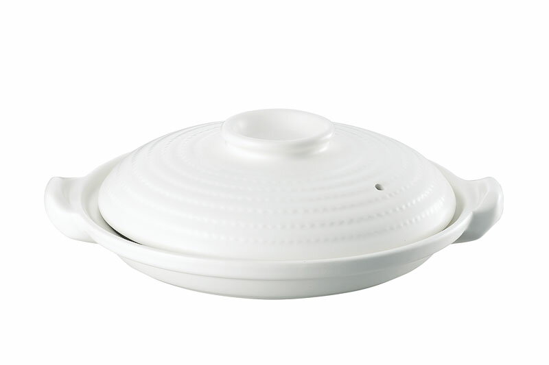 耐熱素焼浅型土鍋 白塗 26cm