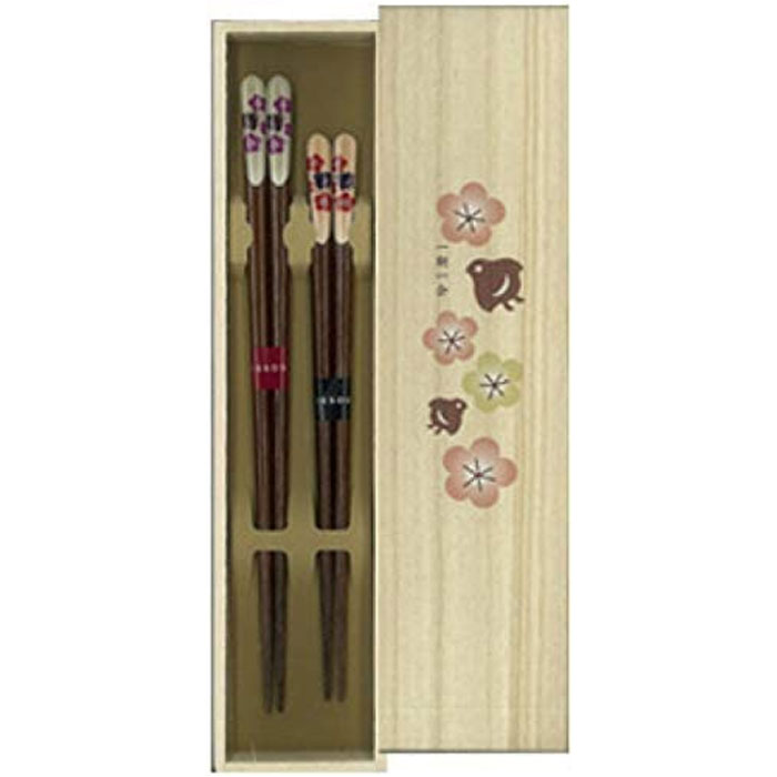 イシダ 一双 吉兆桐箱夫婦箸 梅と千鳥 お箸 ペア 箸 はし