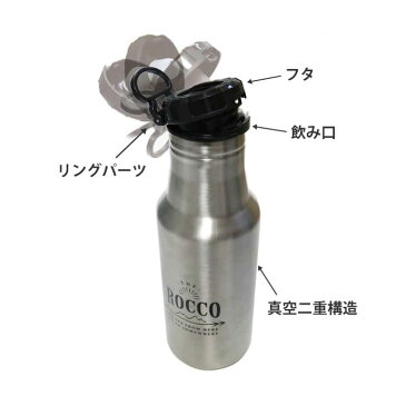 【エントリーでP5倍！6/4 20:00-6/11 1:59】ROCCO ワンタッチ ボトル 350ml 直飲み ブラック ロッコ 水筒 マグボトル マイボトル ステンレスボトル 保冷 保温 保冷保温 おしゃれ 直飲み アウトドア 遠足