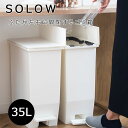 ゴミ箱 35L SOLOW ペダルオープンスリム 日本製 ソロウ リス ごみ箱 ペダル キャスター付き バタフライ式 35リットル ふた付き ホワイト スリム コンパクト 分別 棚下 カウンター下 キッチン リビング トイレ バスルーム オフィス 抗菌 防汚 おしゃれ シンプル GSLW003