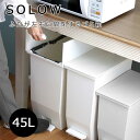 ゴミ箱 45L SOLOW ペダルオープンスリム 日本製 ソロウ リス ごみ箱 ペダル キャスター付き バタフライ式 45リットル ふた付き ホワイト スリム コンパクト 分別 棚下 カウンター下 キッチン リビング トイレ バスルーム オフィス 抗菌 防汚 おしゃれ シンプル GSLW005