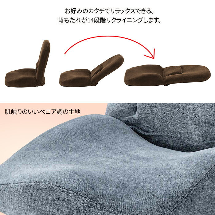 リクライニング 座椅子 RKC-172GY グレー ランバーサポート 腰サポート リクライナー 一人掛け 一人用 座イス 座いす パーソナルチェア リビング ダイニング 送料無料 [2]