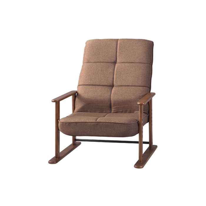 生地は使いやすいGYとBRの定番色を採用しております。 補強フレームにスチールパイプの異素材を組み合わせ、高座椅子＝シニアのイメージを軽減させております。 機能について、 LSS-24/25と比べると、リクライニング機能は14段階から7段階...