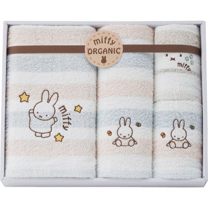 無農薬で栽培されたオーガニックコットンを使用した環境にもやさしいナチュラルテイストなタオルセットです。フェイスタオル（34×80cm）×2、バスタオル（60×120cm）・ウォッシュタオル（34×35cm）×各1パイル糸：綿100％（オーガ...