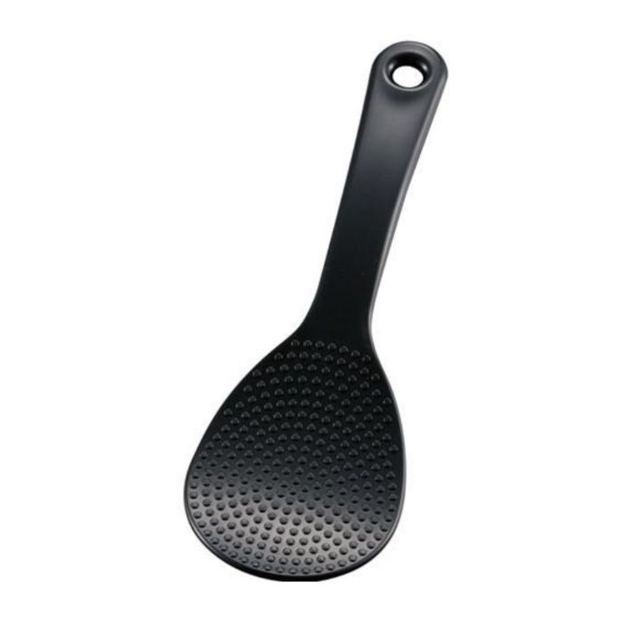 Rice Paddles - 147AB ポコポコしゃもじ21cm(黒)ヘッター付 シリコン配合 抗菌加工 凹凸 ご飯 炊飯器 キッチン 茶碗 お米 シンプル 便利