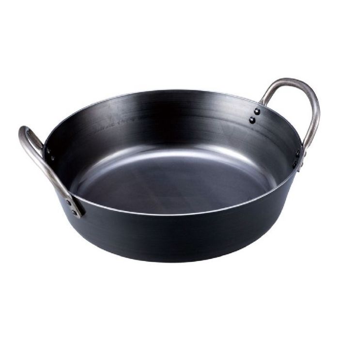 Ih Incompatible - 神田鉄鍋 鉄揚鍋 33cm(6.5L) 調理器具 両手鍋 鉄製 クリアラッカー シンプル 日本製