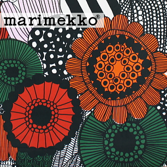 【数量3以上でご注文ください】マリメッコ 生地 シールトラプータルハ グリーン×オレンジ ファブリック MARIMEKKO 【1.5mまでメール便送料無料】