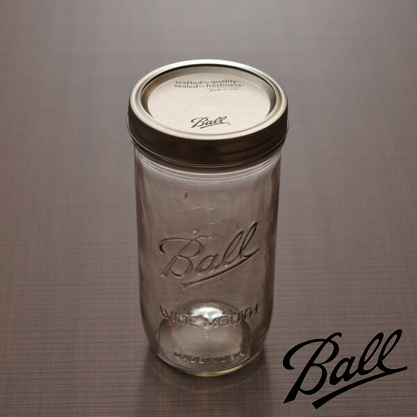Ball メイソンジャー ワイドマウス クリア 24oz 720mL 保存容器 （65500） 【MAISON Jar ボール ボトル 容器 ガラス ビール ガラス瓶 密閉 ふた 収納 アメリカ 】【 アドキッチン 】