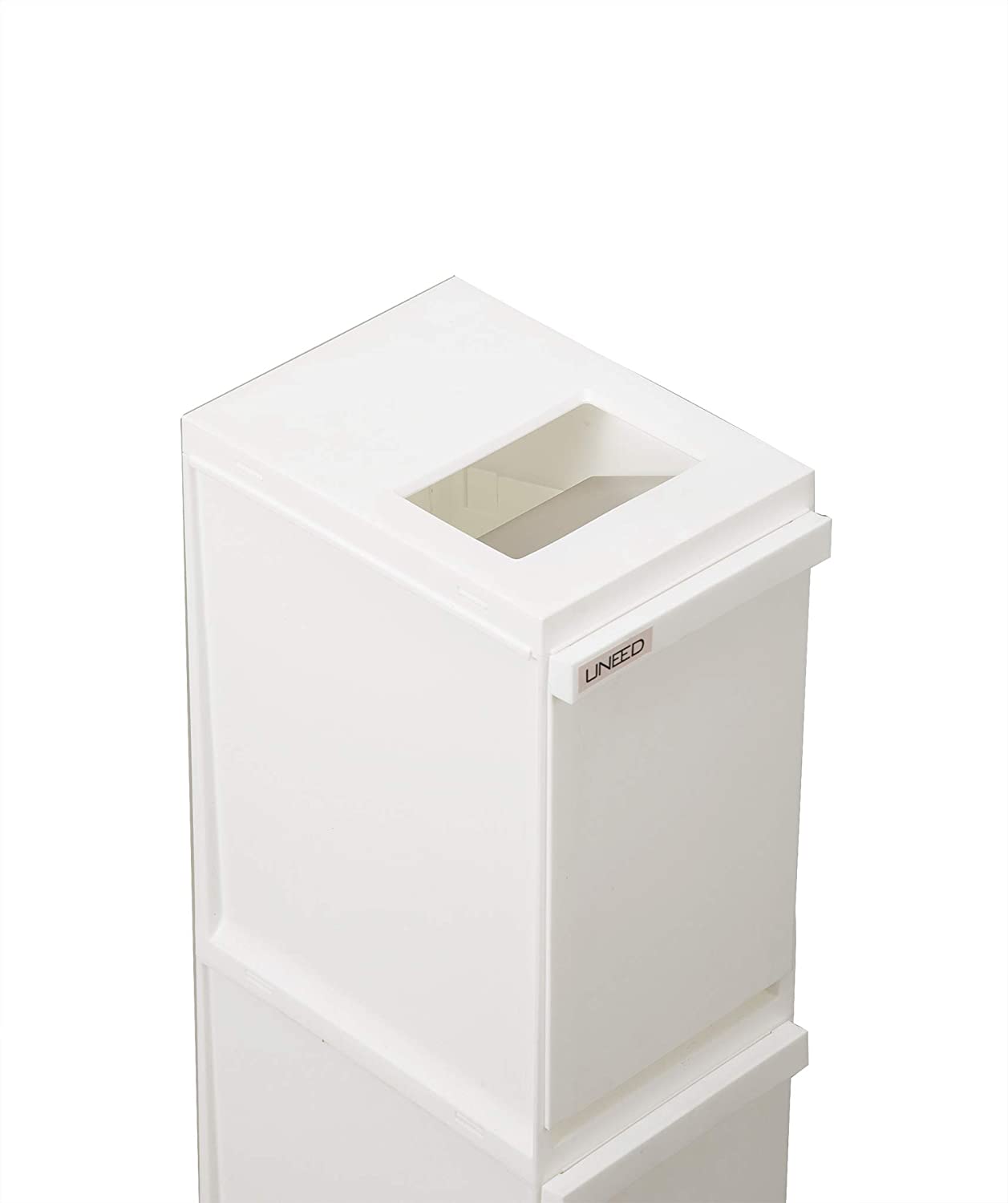 トンボ ゴミ箱 30L 日本製 フタ付き 3段 分別 スリム キャスター付 ホワイト ユニード 新輝合成 [2]