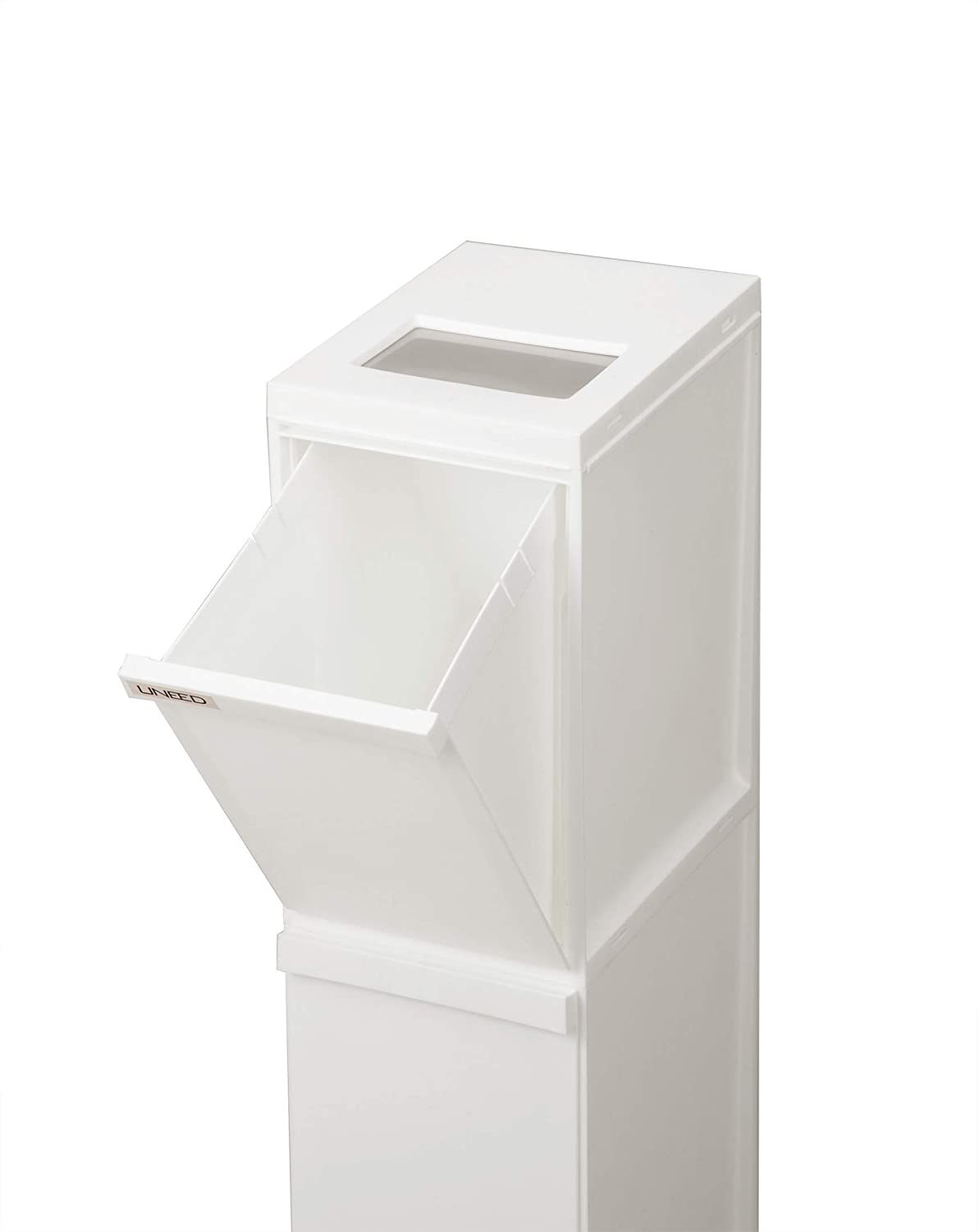 トンボ ゴミ箱 30L 日本製 フタ付き 3段 分別 スリム キャスター付 ホワイト ユニード 新輝合成 [3]