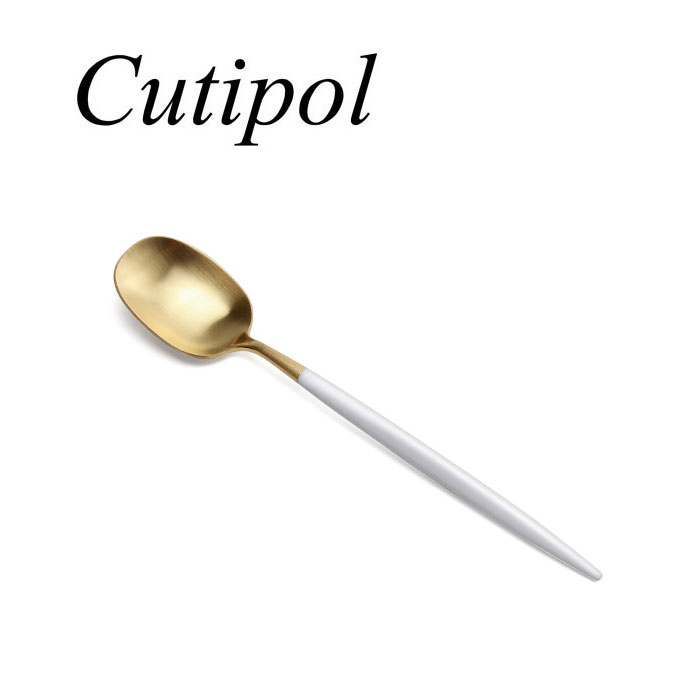 【7本までメール便可】Cutipol クチポール ナウ NAU ホワイト ゴールド NAWGB08 デザートスプーンのサムネイル