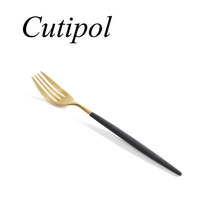 【12本までメール便可】クチポール ミオ MIOブラック ゴールド　MI07GB デザートフォーク 直輸入品