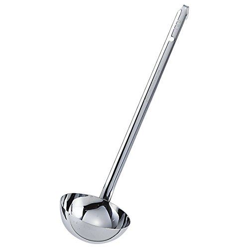 ・外寸 :φ80×250mm・材質:18-8ステンレス・製品重量:115gレストラン向け業務用商品。皿部外周面に添わせた把手先部と皿部とを、スポット溶接で連結すると共に蝋付けによって両者の隙間を密封したレードルです。充分な強度を備えると共に、食品かすが残らず雑菌類の付着を防ぎ、しかも洗いやすく衛生的なレードルです。レードルの容量表示はおおよその目安としてください。 ■メーカー希望小売価格はメーカーカタログに基づいて掲載しています