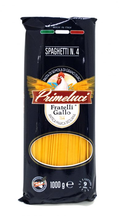 PRIMELUCI Spaghetti No.4小麦本来の味を感じやすい1.9mmのスパゲッティです。生産地:イタリア内容量:1kg標準茹で時間:9分 ※本商品は、輸入品のため、外装に多少の汚れや傷等がある場合がございます。 本理由による返品・交換はお受けできかねます。予めご了承ください。