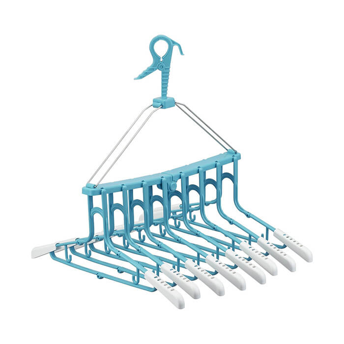 レック LEC 新機能 折りたたみ 8連 ハンガー スライド ブルー W-250