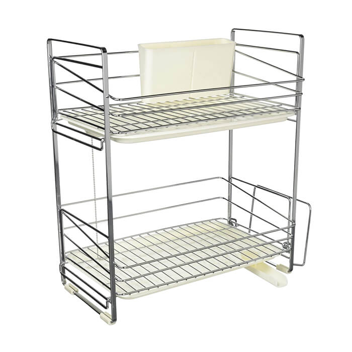 パール金属 シンプルストレージスリム 水切り 2段 WH HB-308