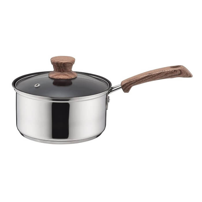Small Pans - パール金属 ウッディパル ガラス蓋 付 片手鍋 16 HB-3175