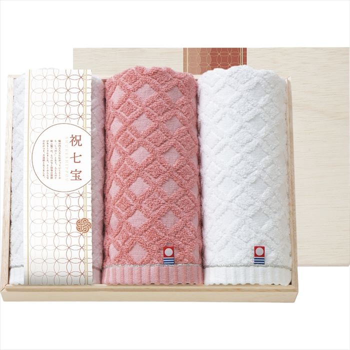 Towel - 祝七宝 フェイスタオル3P（国産木箱入） YAK-30【送料無料】【メーカー直送品】【沖縄北海道離島お届け不可】