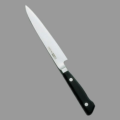 【仕様】サイズ：14cm全長：270mm質量：90g背厚：1.5mmGLESTAIN グレステン■440Aをベースとしたグレステン鋼には、サブゼロ処理 （超低温処理）をはじめ、さらに何段階にもわたる特殊熱処理を行っています。 耐蝕性、耐磨耗性、耐熱・耐寒性、靭性（強度）、硬度の安定性（HRC58～59度）、切れ味の持続性など、品質を徹底追求して高度な機能を実現。TKタイプの特徴→切断時に側面にかかる密着抵抗を最小にしてあります。 庖丁側面に密着しにくいので作業性が良く、切れ味が良く、しかも刃研ぎの面積がせまいため、非常に研ぎ易い設計です。 ※包丁の表示サイズは、すべて刃渡り寸法となっております。サイズ違いはこちら12cm■メーカー希望小売価格はメーカーカタログに基づいて掲載しています