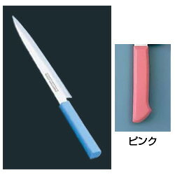 【仕様】サイズ：21cm全長：354mm質量：130g背厚：3.0mmマスターコック 抗菌カラー庖丁◆材質 刀身：モリブデン・バナジウム鋼 ハンドル：ノバロンAGZ330（銀系無機抗菌剤）入りポリプロピレン樹脂（耐熱温度110℃）　●多彩なカラーバリエーション ハンドルのカラーは6色あり、肉類、魚貝類、野菜、果実、パン類、加工済食品など食品別に利用できるので衛生管理ができます。　【切れ味の鋭さと特長】■本研刃造りプロの技術者により、本刃付けする前に研ぎなおしを容易にするため、水砥の荒砥・中砥を使用し、刃基を研ぎだしてあります。 ■本刃付け砥石による本格的な刃付けを施し、鋭い切れ味を長く持続させます。 ■サブゼロ処理1050℃で焼き入れ後に、73℃以下に冷却する特別な処理により高い硬度と靭性を与え、切れ味を一段と高めてあります。 ■抗菌効果プラスチック製ハンドルに抗菌剤が配合してあり、抗菌効果抜群です。 色違いはこちらホワイトブルーグリーンブラウンイエロー■メーカー希望小売価格はメーカーカタログに基づいて掲載しています