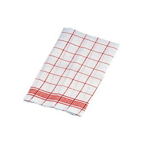 麻ダスター格子（1袋1ダース入） 赤 710×360mm【 アドキッチン 】