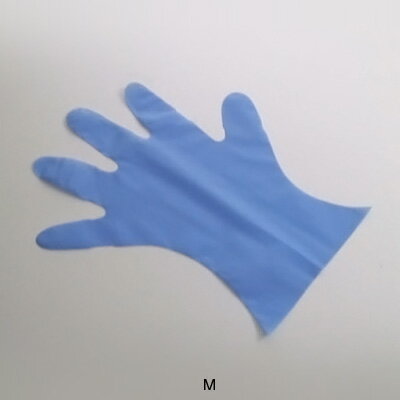 カラー マイジャストグローブ五本絞り ＃28 （化粧箱入）（ポリエチレン製）（200枚入） M 約26.5cm 【ブルー】