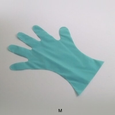 Disposable Gloves - カラー マイジャストグローブ五本絞り ＃28 （化粧箱入）（ポリエチレン製）（200枚入） M 約26.5cm 【グリーン】
