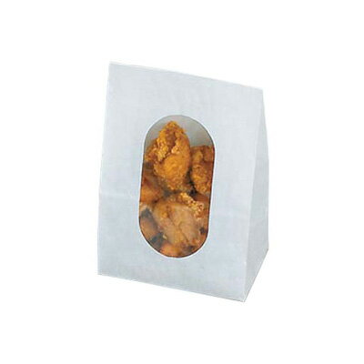 【仕様】 メーカー品番：0210331 サイズ：No.2S 幅×高さ×奥行：90×160×60mm 材質:耐油耐水紙50g、窓部はOPS ●惣菜(唐揚げ・コロッケ等)、揚げパン等に適してします。 ●口を閉じたまま中が見える紙袋ですので、ディスプレイ効果 が抜群です。 ●耐油・耐水紙を使用しているため、油もの等に対応できます。 ※食材の油、タレ等の液体量が多い場合は、事前に確認をして ください。 ※入数■メーカー希望小売価格はメーカーカタログに基づいて掲載しています