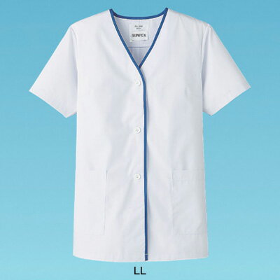 女性用デザイン白衣 半袖 FA-349 LL 【ホワイト】