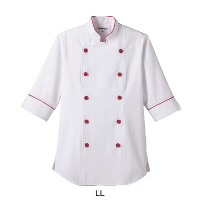 ショップコート ET-1139 LL 【ホワイト×レッド】