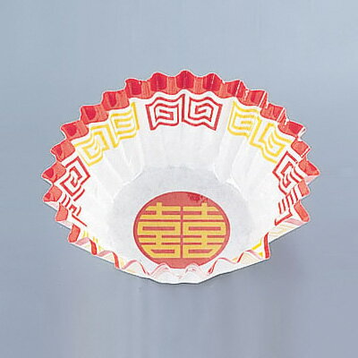 純白ペットケース 中華柄 6号深口 （250枚入） 双喜柄 40（底径）×H25mm【 アドキッチン 】