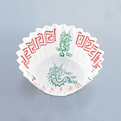 純白ペットケース 中華柄 6号深口 （250枚入） 四龍柄 40（底径）×H25mm【 アドキッチン 】