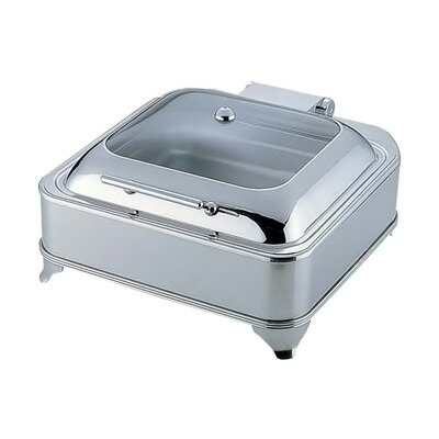 KINGO ステンレス 電気角チェーフィングデッシュ （ガラスカバータイプ） D202 419×404×H237mm【 アドキッチン 】