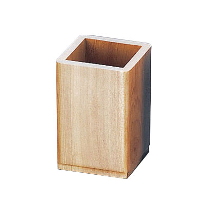 木製 角型箸立（アルミ受皿付） M40-574 90×90×H135mm 【ナチュラル】